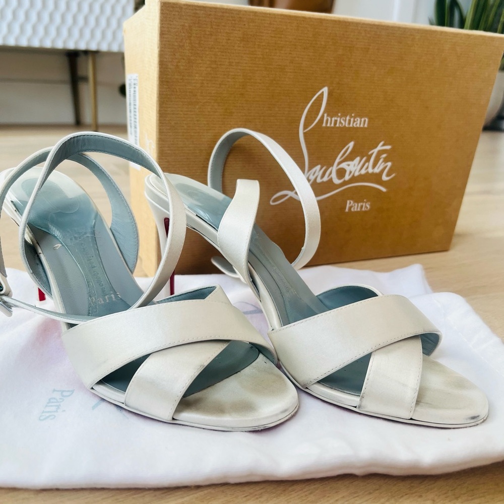 Christian Louboutin Cream Strappy Heels